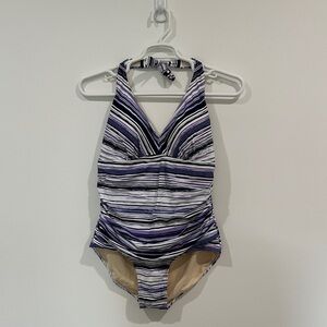 Swimsuits for All - Striped Halter One-Piece Swimsuit Size 18 - NWT
